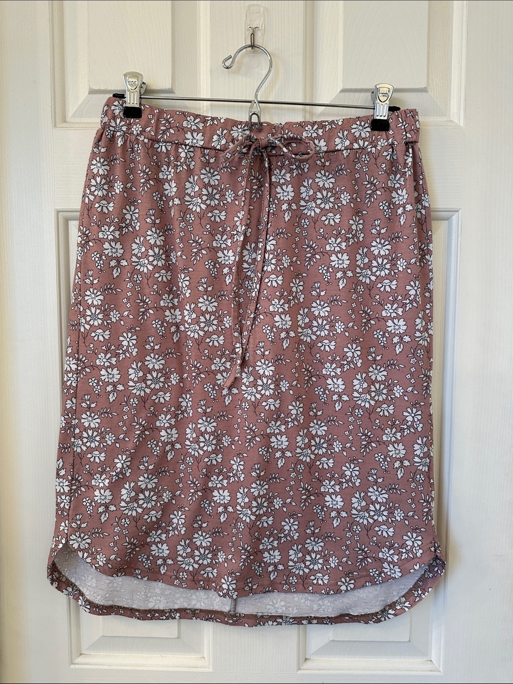 Women's Tickled Teal Dusty Rose Floral Elastic and Drawstring Skirt